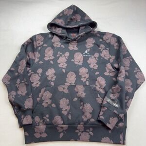 Air Jordan A Ma Maniere Rose Print Hoodie Mens Large Black Burgundy DJ9752-010